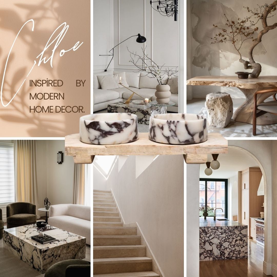 Chloe Marble Dog Bowl - with Stand-4