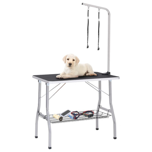 NNEVL Adjustable Dog Grooming Table with 2 Loops and Basket-0