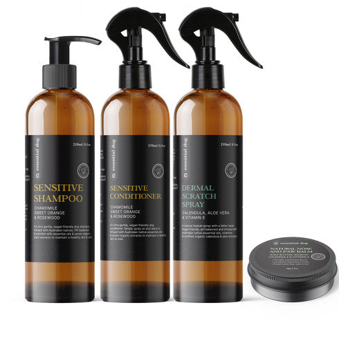 Sensitive Pack 3: Shampoo, Conditioner, Balm & Dermal Scratch Spray